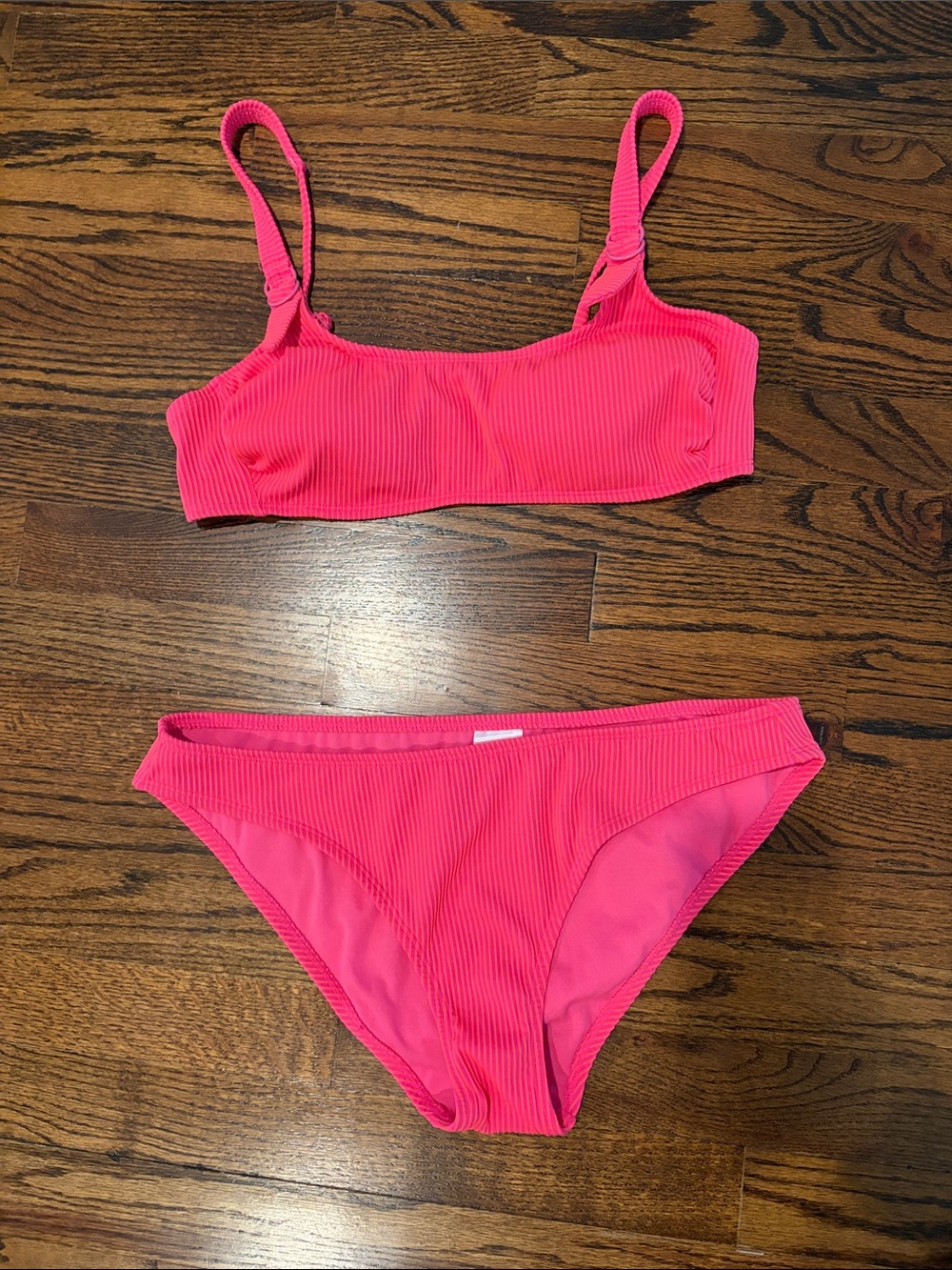 Xhilaration Hot Pink Ribbed Bikini Set